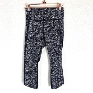 Lululemon Pace Rival Crop (Marathon) Splatter White /Black SZ 6
